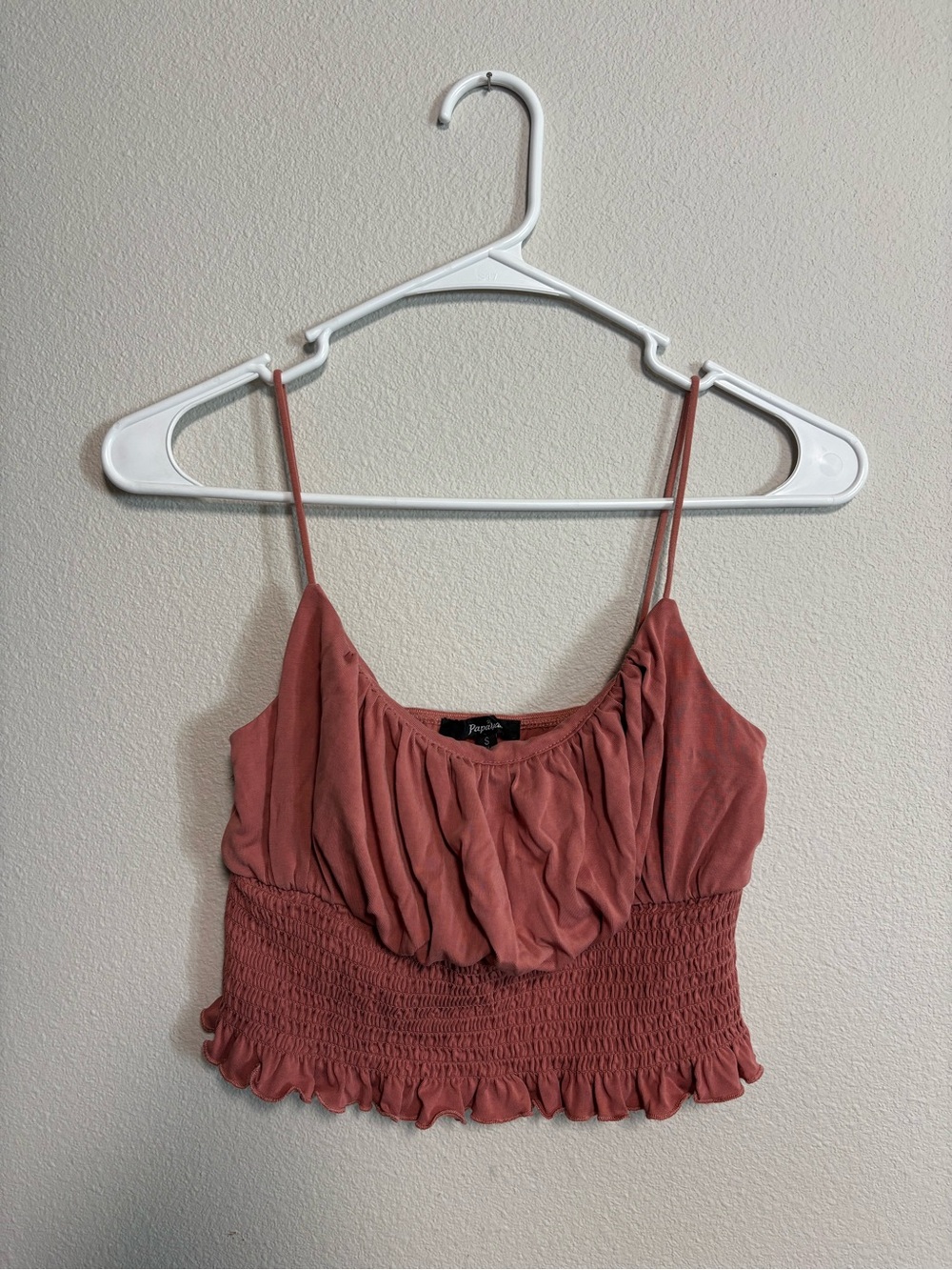 Papaya Mauve Pink Smocked Crop Cami Top